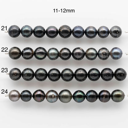 11-13 Round Tahitian Pearl with Lots of Blemishes, Natural Color with Luster for Beading or Jewelry Making in Short Strand, SKU # 1702TH