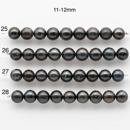 11-13 Round Tahitian Pearl with Lots of Blemishes, Natural Color with Luster for Beading or Jewelry Making in Short Strand, SKU # 1702TH