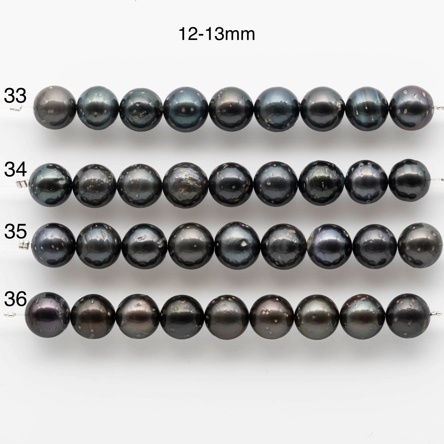 11-13 Round Tahitian Pearl with Lots of Blemishes, Natural Color with Luster for Beading or Jewelry Making in Short Strand, SKU # 1702TH