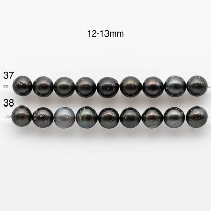11-13 Round Tahitian Pearl with Lots of Blemishes, Natural Color with Luster for Beading or Jewelry Making in Short Strand, SKU # 1702TH