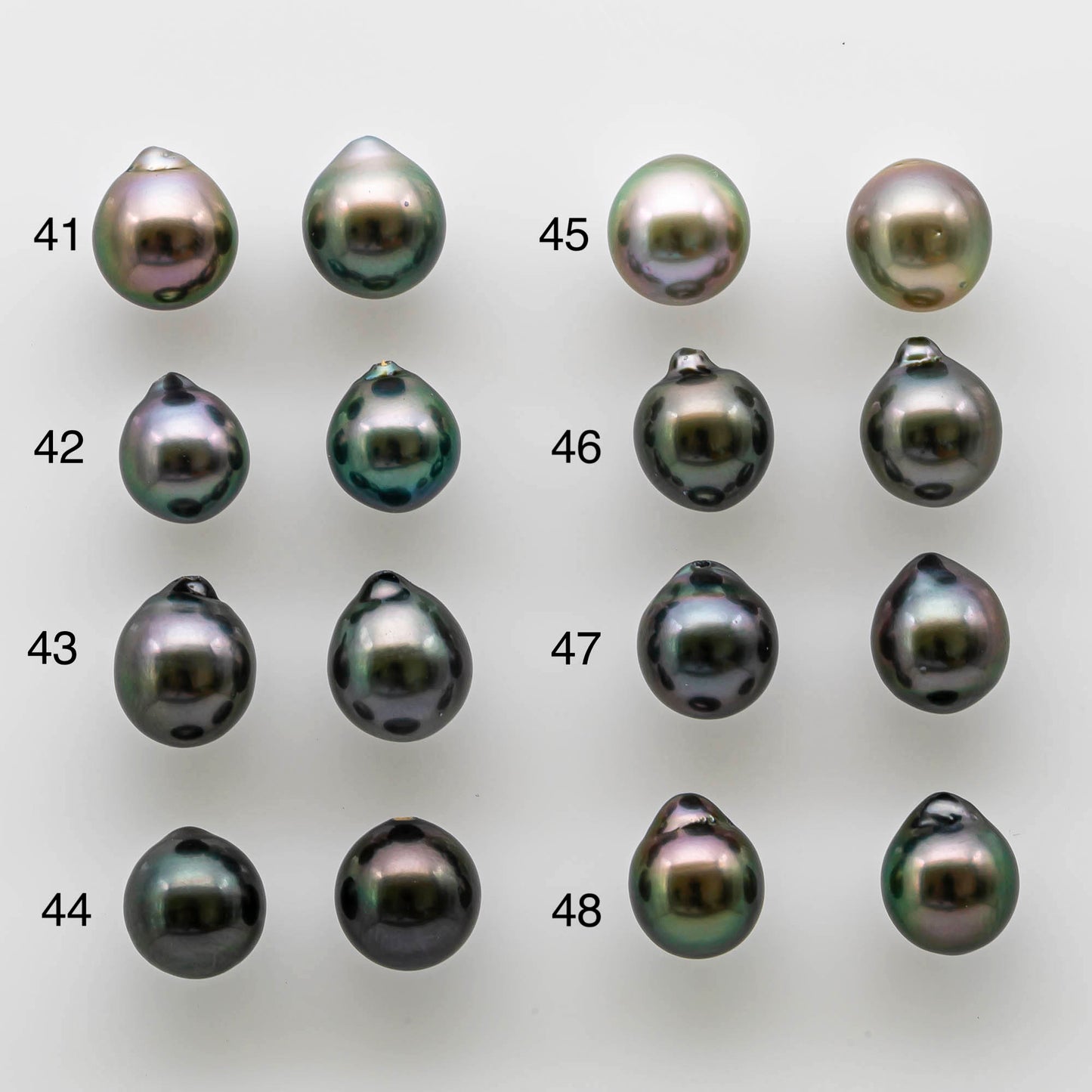 8-9mm High Quality Tahitian Pearl Drops in Loose Pair with Amazing Lusters and Minor Blemish in Undrilled for Making Earring, SKU # 1728TH