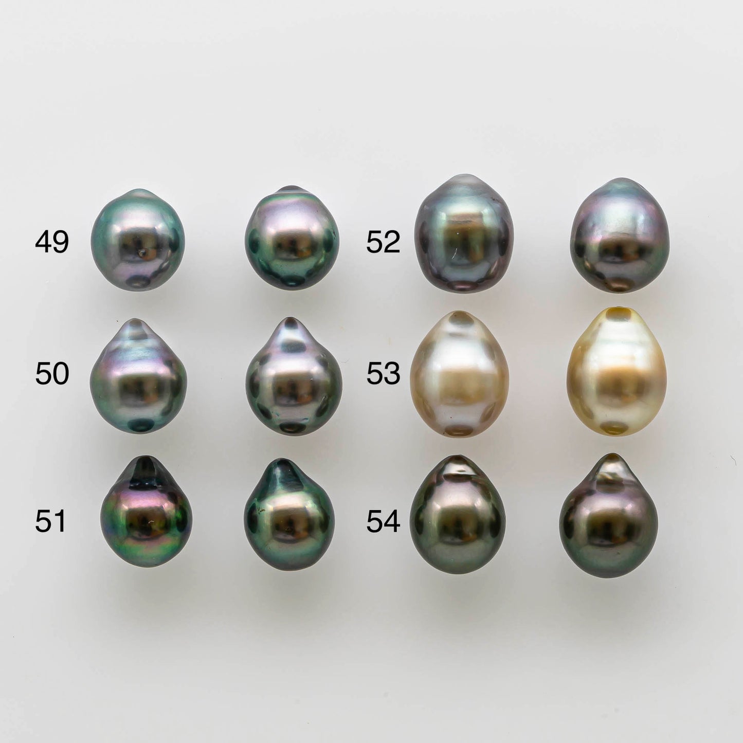 8-9mm High Quality Tahitian Pearl Drops in Loose Pair with Amazing Lusters and Minor Blemish in Undrilled for Making Earring, SKU # 1728TH