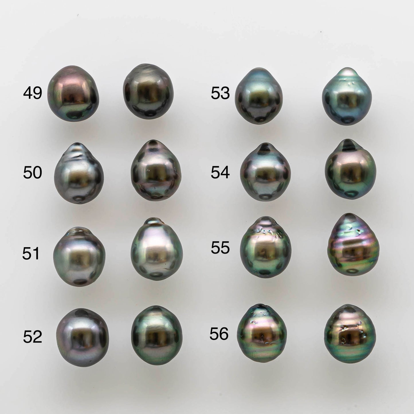 8-9mm Loose Tahitian Pearl Matching Pair in Drops with Extremely High Luster and Minor Blemishes, Undrilled for Making Earring, SKU # 1730TH