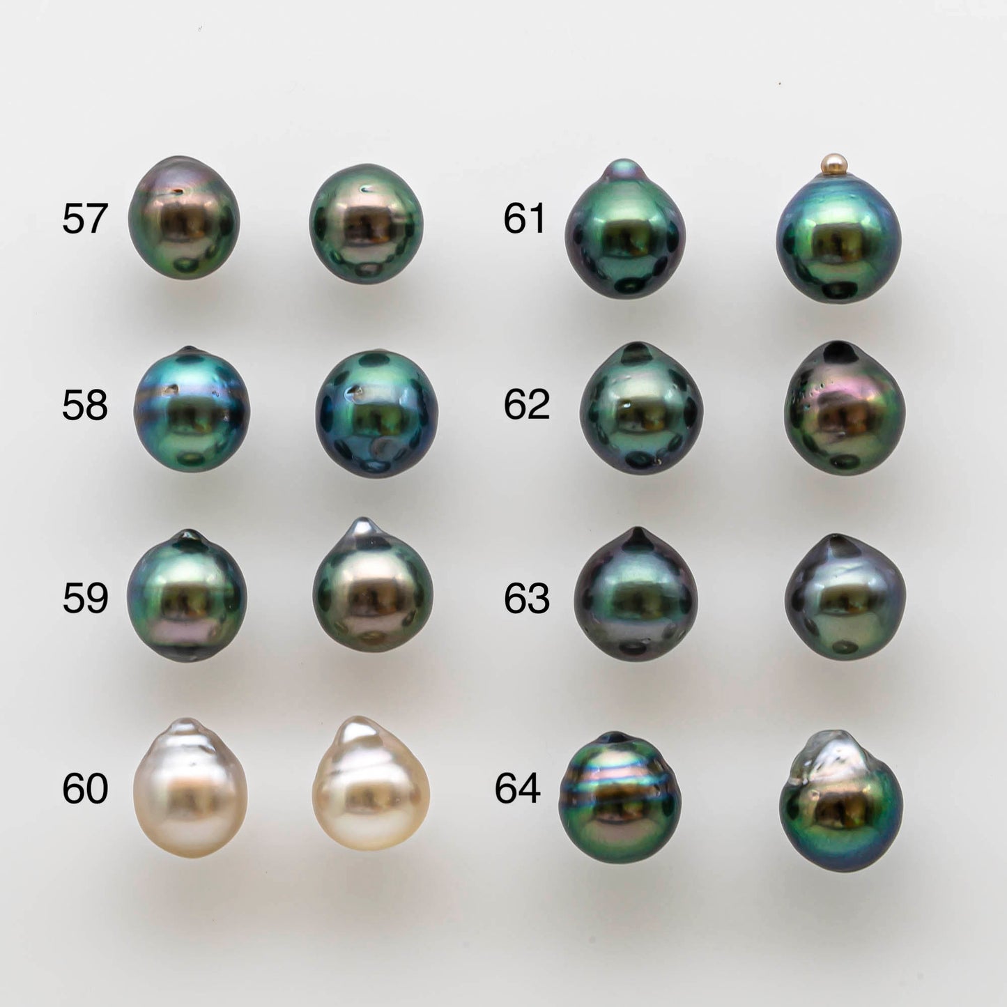 8-9mm Loose Tahitian Pearl Matching Pair in Drops with Extremely High Luster and Minor Blemishes, Undrilled for Making Earring, SKU # 1730TH