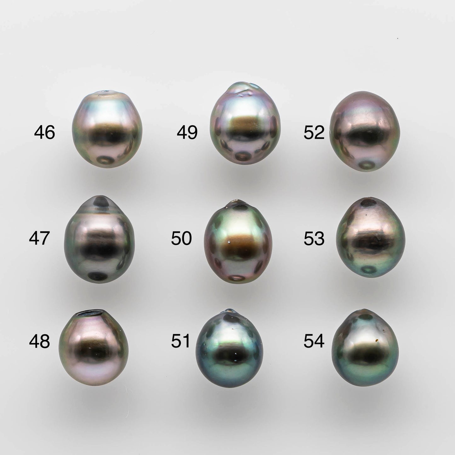 9-10mm Tahitian Pearl Drop in Natural Color and High Luster with Blemish, Single Piece Loose Half Drilled for Jewelry Making, SKU # 1738TH