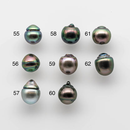9-10mm Loose Tahitian Pearl Drop in Natural Color and High Luster with Blemish, Loose Undrilled or Drilled or Large Hole, SKU # 1746TH