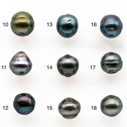 9-10mm Tahitian Pearl Baroque Drops in Natural Color and High Luster, Undrilled Loose Single Piece, SKU # 2021TH