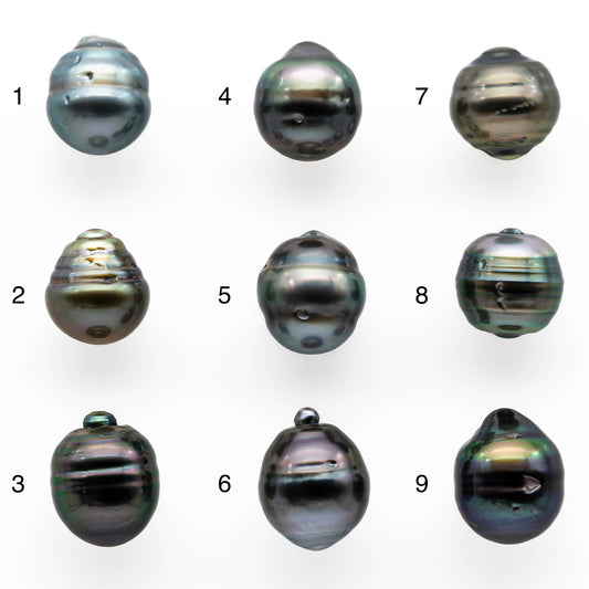 9-10mm Tahitian Pearl Baroque Drops in Natural Color and High Luster, Undrilled Loose Single Piece, SKU # 2021TH