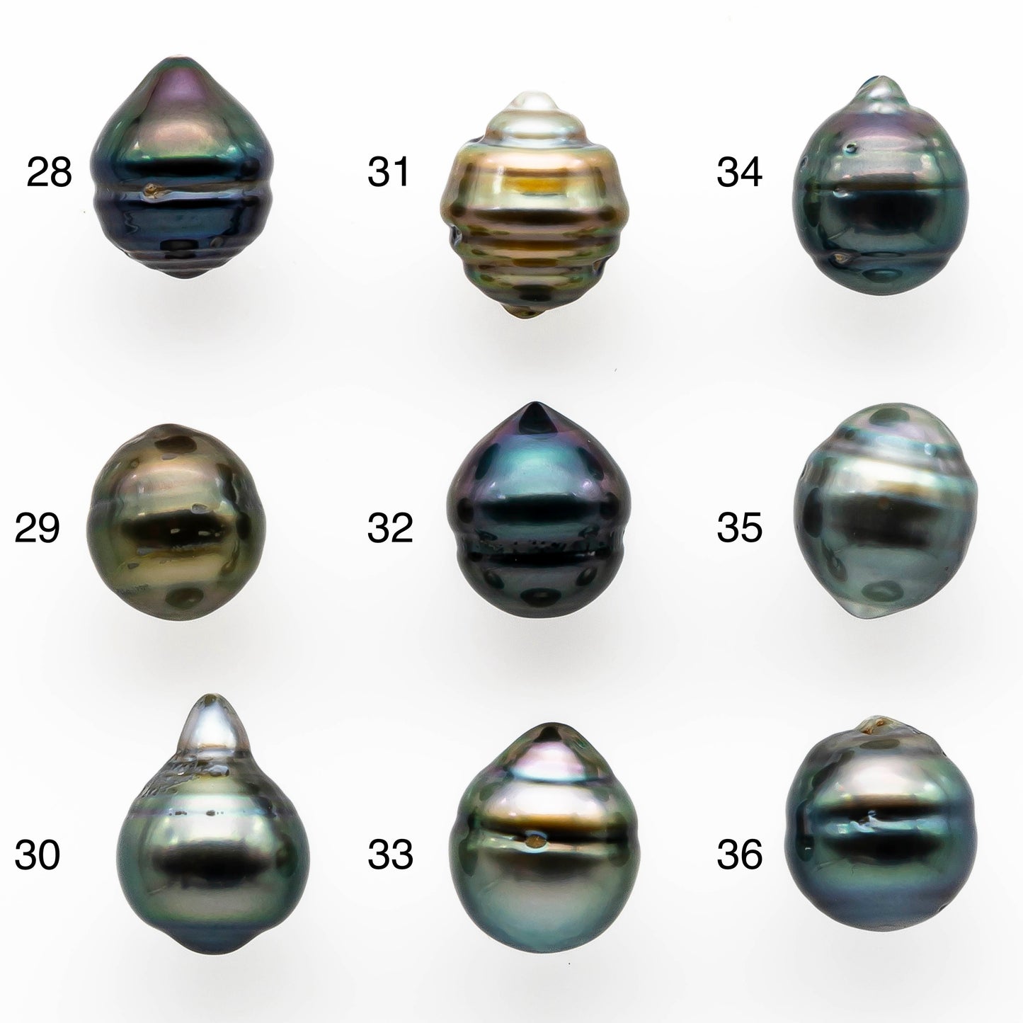 9-10mm Tahitian Pearl Baroque Drops in Natural Color and High Luster, Undrilled Loose Single Piece, SKU # 2021TH