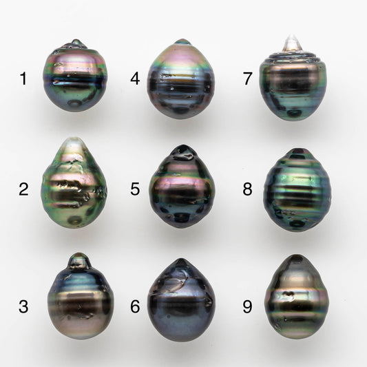 12-13mm Natural Color Tahitian Pearl Drop Shape Loose Single Piece Undrilled in High Luster and Minor Blemishes, SKU # 1901TH