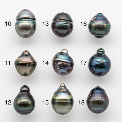 12-13mm Natural Color Tahitian Pearl Drop Shape Loose Single Piece Undrilled in High Luster and Minor Blemishes, SKU # 1901TH