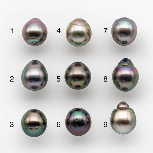 9-10mm Tahitian Pearl Drop with High Luster and Natural Color with Minor Blemishes, Loose Single Piece Half Drilled, SKU # 1895TH