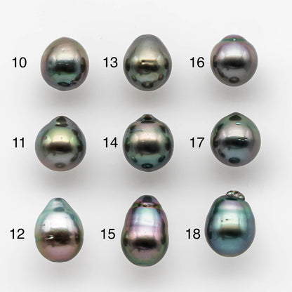 9-10mm Tahitian Pearl Drop with High Luster and Natural Color with Minor Blemishes, Loose Single Piece Half Drilled, SKU # 1895TH