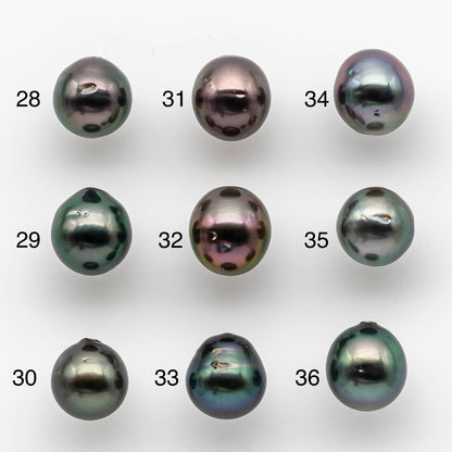 9-10mm Tahitian Pearl Drop with High Luster and Natural Color with Minor Blemishes, Loose Single Piece Half Drilled, SKU # 1895TH