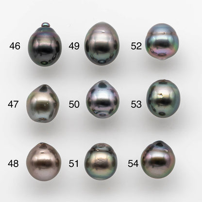 9-10mm Tahitian Pearl Drop with High Luster and Natural Color with Minor Blemishes, Loose Single Piece Half Drilled, SKU # 1895TH