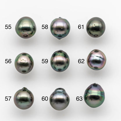 9-10mm Tahitian Pearl Drop with High Luster and Natural Color with Minor Blemishes, Loose Single Piece Half Drilled, SKU # 1895TH