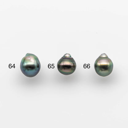 9-10mm Tahitian Pearl Drop with High Luster and Natural Color with Minor Blemishes, Loose Single Piece Half Drilled, SKU # 1895TH