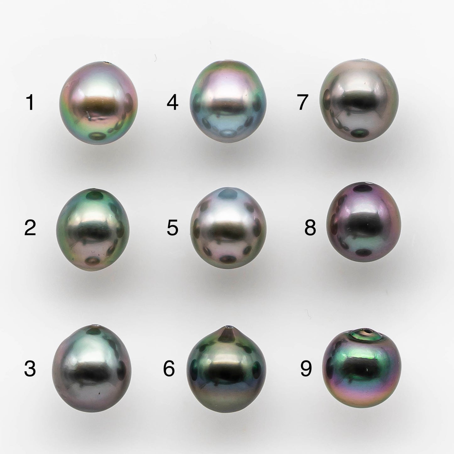 9-10mm High Quality Tahitian Pearl Drop in Natural Color and Very Nice Luster, Single Piece Loose Half Drilled, SKU # 1896TH