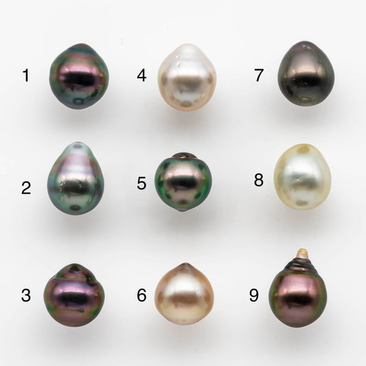 8-9mm Tahitian Pearl Drop with High Luster and Natural Color with Minor Blemishes, Loose Single Piece Undrilled, SKU # 1897TH