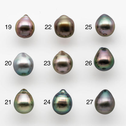 8-9mm High Quality Tahitian Pearl Drop in Natural Color and Very Nice Luster, Single Piece Loose Undrilled, SKU # 1898TH