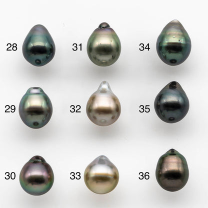 8-9mm High Quality Tahitian Pearl Drop in Natural Color and Very Nice Luster, Single Piece Loose Undrilled, SKU # 1898TH