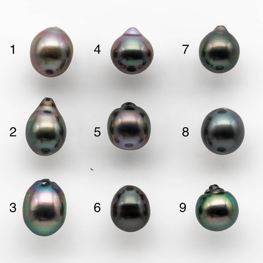 8-9mm High Quality Tahitian Pearl Drop in Natural Color and Very Nice Luster, Single Piece Loose Half Drilled, SKU # 1899TH