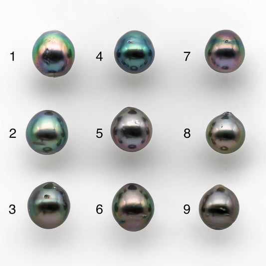 8-9mm Colorful Tahitian Pearl Single Piece Drop in Natural Color and High Luster with Minor Blemishes, Loose Half Drilled, SKU # 1900TH