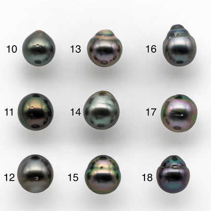 8-9mm Colorful Tahitian Pearl Single Piece Drop in Natural Color and High Luster with Minor Blemishes, Loose Half Drilled, SKU # 1900TH
