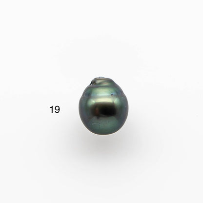 8-9mm Colorful Tahitian Pearl Single Piece Drop in Natural Color and High Luster with Minor Blemishes, Loose Half Drilled, SKU # 1900TH