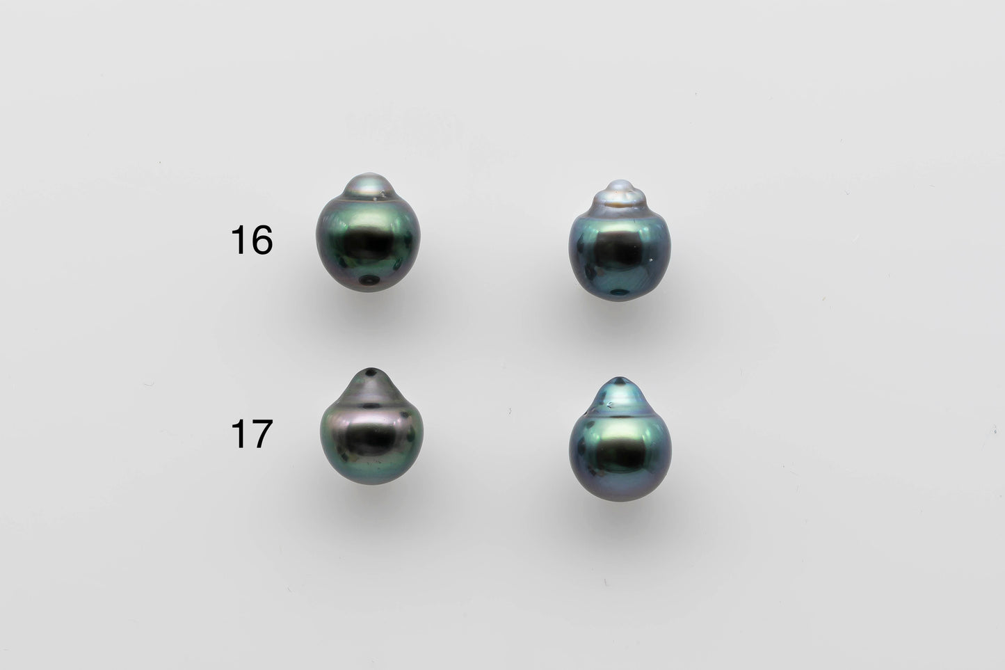 9-10mm Undrilled Tahitian Pearl Loose Pairs for Making Earring in High Lusters and Natural Color, SKU # 1285TH