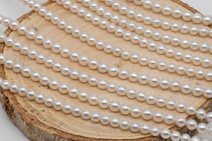 4-4.5mm AAA Freshwater Pearl Round White Strand with High Luster, Rare Finding for Beading or Jewelry Making, SKU # 1294FW