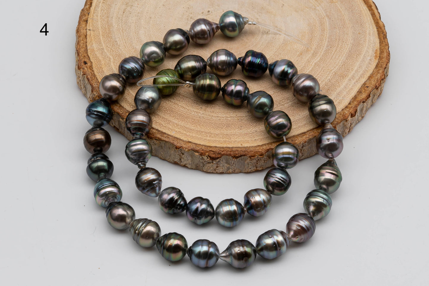 8-9mm Teardrop Tahitian Pearl in Natural Color and High Luster in Full Strand for Beading or Jewelry Making, SKU # 1308TH