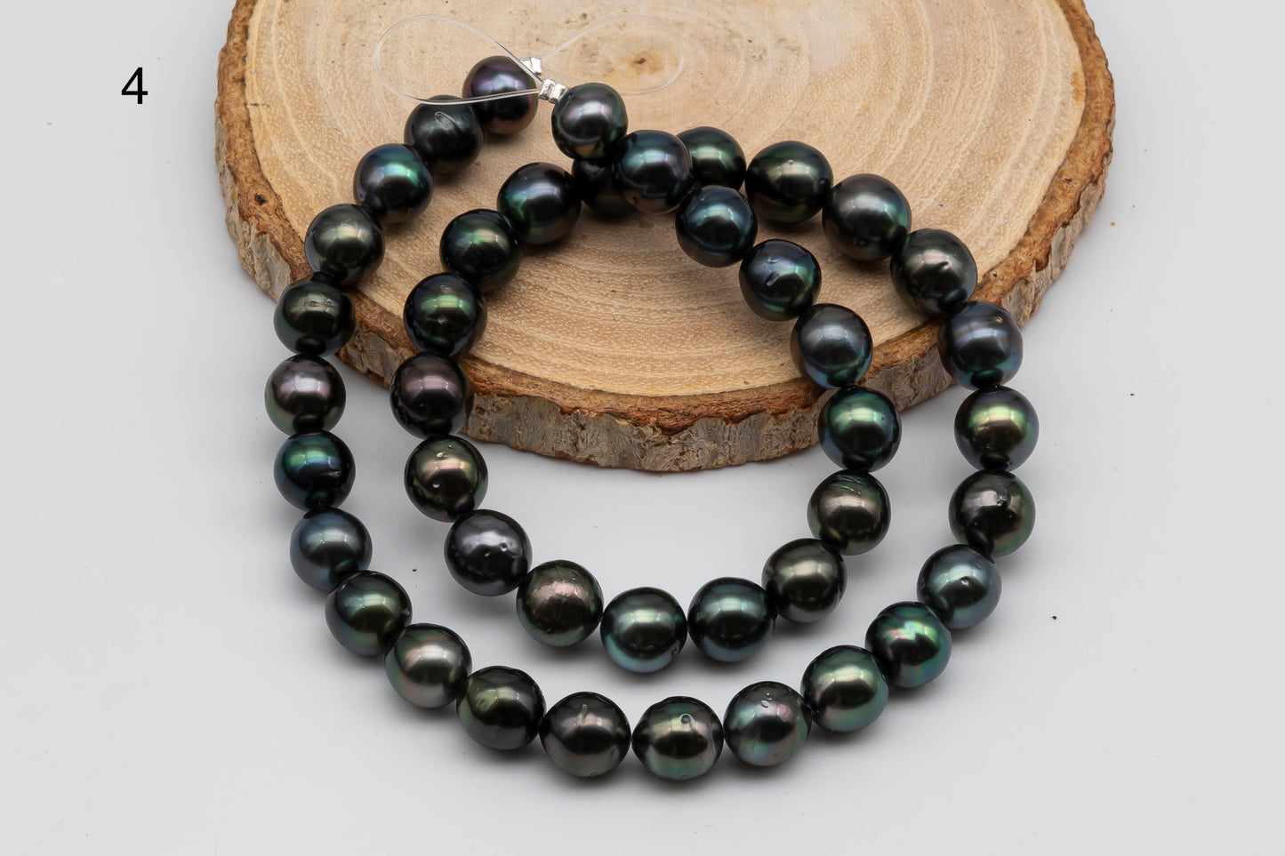 8-9mm Tahitian Pearl in Natural Color and High Luster in Near Round Full Strand for Beading or Jewelry Making, SKU #1309TH