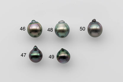 9-10 or 10-11mm Single Tahitian Pearl Loose Teardrop Undrilled in Natural Color with High Luster for Beading or Jewelry Making, SKU # 1337TH