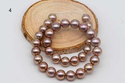 AAA 12-14mm Edison Pearl Round Natural Purple with Golden Tone and Amazing Luster, Rare Finding, SKU # 1338EP
