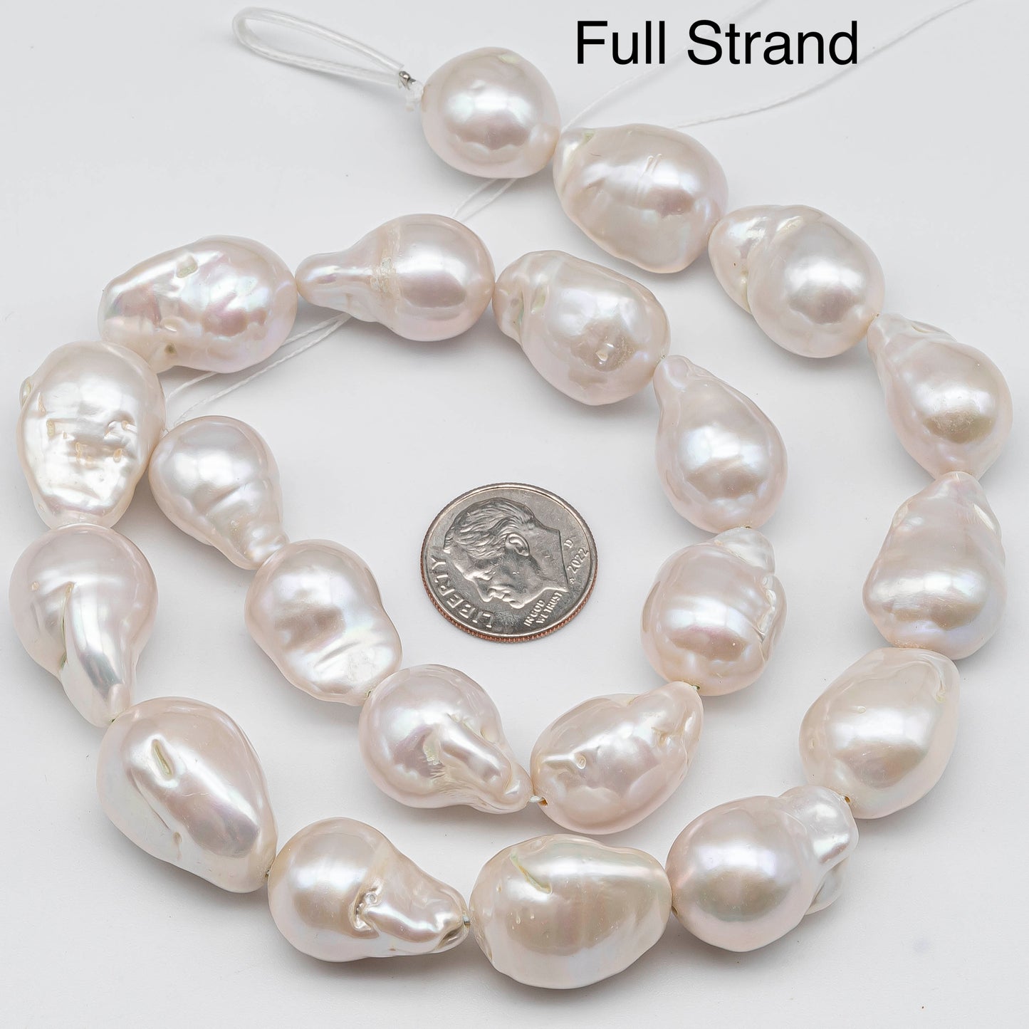 12-16mm Baroque Pearl with Nice Luster in Natural White Color, From 12x15mm up to 16x24mm, 4 Inch Strand or Full Strand, SKU # 1420BA