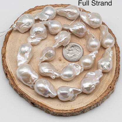 12-16mm Flameball Freshwater Baroque Pearl with Very Nice Luster and Minor Blemish for Jewelry Making, 4 Inch or Full Strand, SKU # 1434BA