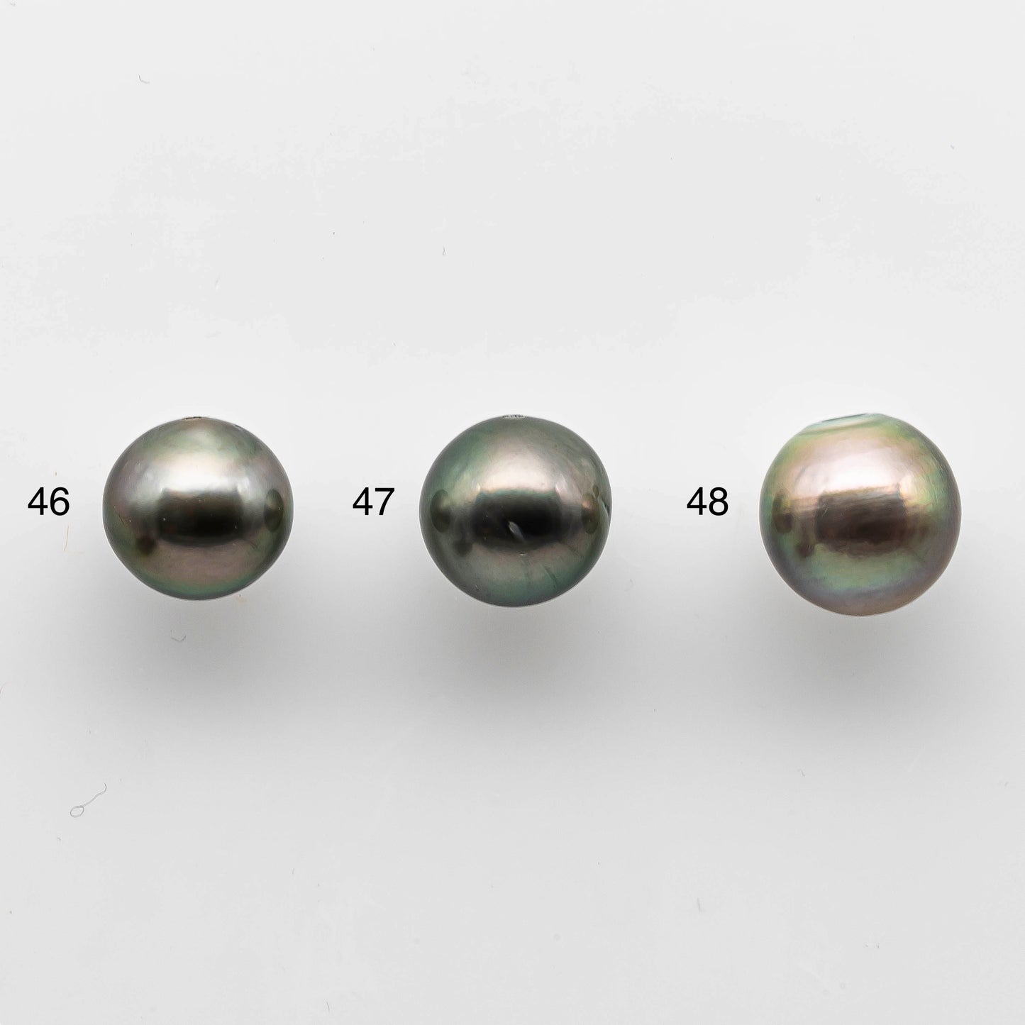 9-10mm Multi-Color Tahitian Pearl Near Round with High Luster in One Single Piece with Predrilled Hole, SKU # 1445TH