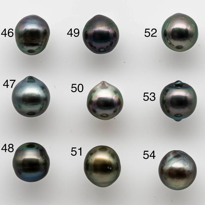 8-9mm Tahitian Pearl Loose Undrilled Teardrops in Natural Color with High Luster and Minor Blemish, One Single Piece No Hole, SKU # 1456TH