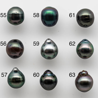 8-9mm Tahitian Pearl Loose Undrilled Teardrops in Natural Color with High Luster and Minor Blemish, One Single Piece No Hole, SKU # 1456TH