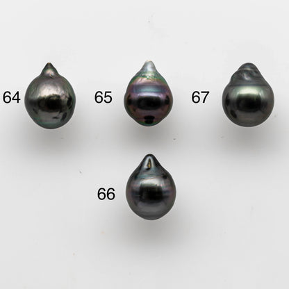 8-9mm Tahitian Pearl Loose Undrilled Teardrops in Natural Color with High Luster and Minor Blemish, One Single Piece No Hole, SKU # 1456TH
