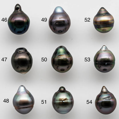 8-9mm Tahitian Pearl Tear Drops Undrilled Loose High Luster in Natural Color with Blemish, One Single Piece, SKU # 1459TH