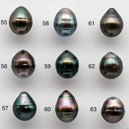 8-9mm Tahitian Pearl Tear Drops Undrilled Loose High Luster in Natural Color with Blemish, One Single Piece, SKU # 1459TH