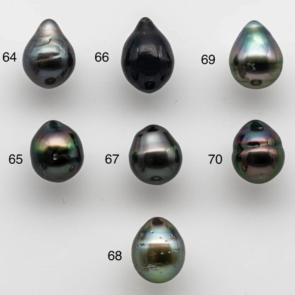 8-9mm Tahitian Pearl Tear Drops Undrilled Loose High Luster in Natural Color with Blemish, One Single Piece, SKU # 1459TH