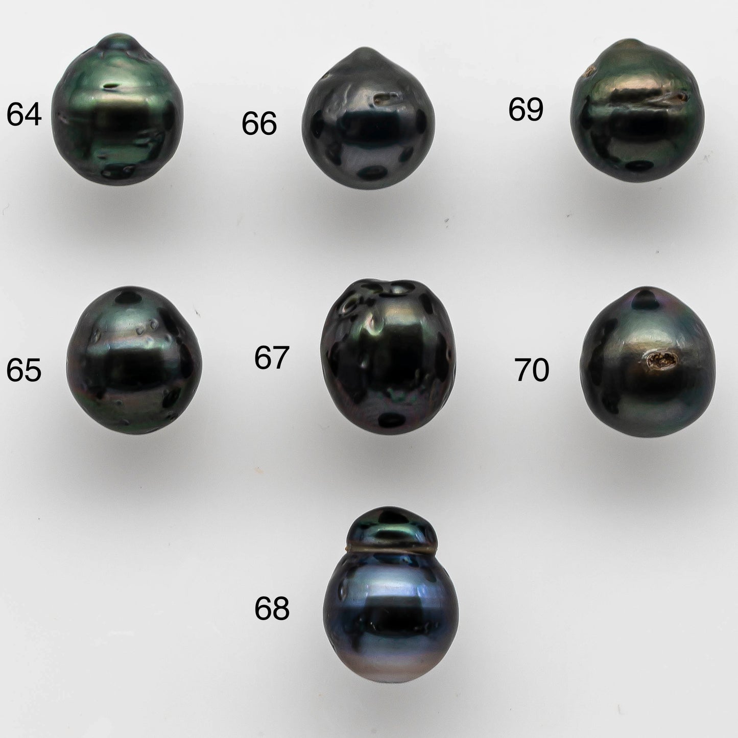 8-9mm Loose Tahitian Pearl Teardrops Undrilled in High Luster and Natural Color with Blemish, Single Piece, SKU # 1463TH