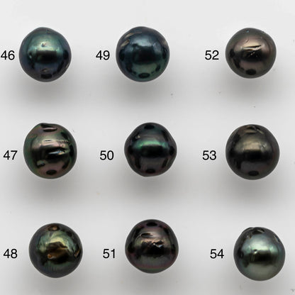 8-9mm One Piece Tahitian Pearl Undrilled Near Round in High Luster and Natural Color with Blemishes, SKU # 1465TH
