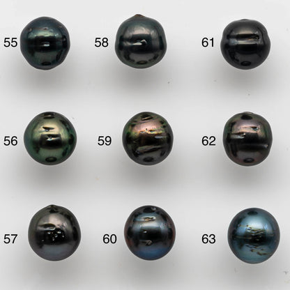 8-9mm One Piece Tahitian Pearl Undrilled Near Round in High Luster and Natural Color with Blemishes, SKU # 1465TH