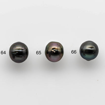 8-9mm One Piece Tahitian Pearl Undrilled Near Round in High Luster and Natural Color with Blemishes, SKU # 1465TH