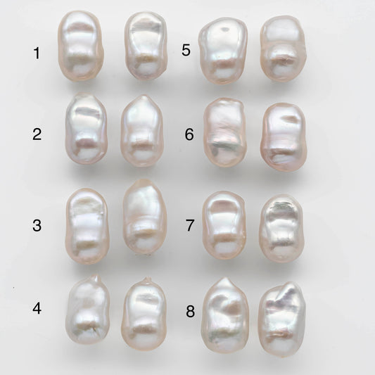 11-12mm Loose Pair Baroque Pearl Small Size Undrilled Smooth Front and Backside with High Luster, for Making Earring, SKU # 1354BA