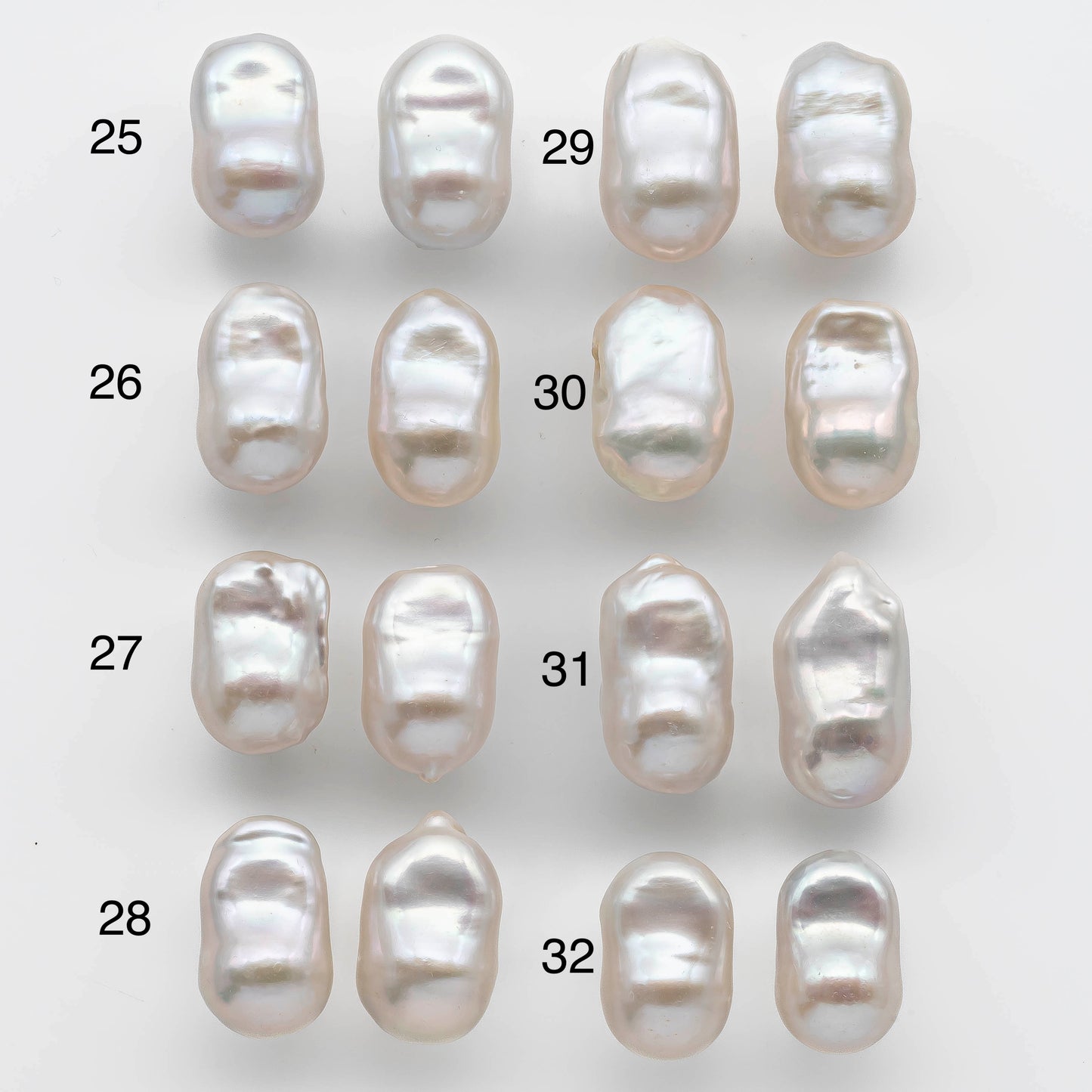 11-12mm Loose Pair Baroque Pearl Small Size Undrilled Smooth Front and Backside with High Luster, for Making Earring, SKU # 1354BA